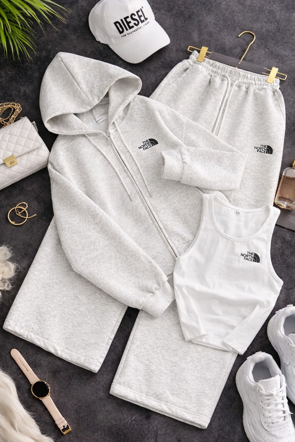 The North Face – Szary zestaw 3-częściowy